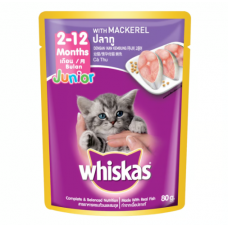 WHISKAS CAT FOOD JUNIOR MACKEREL 80GM